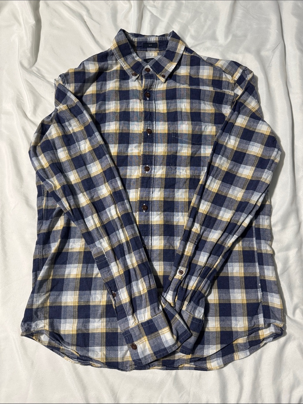 J.Crew Homespun Plaid Button-Down Shirt – Men’s Medium Preppy Lumberjack Casual